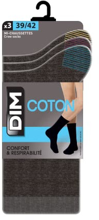 DIM Homme – Chaussettes Coton Mix & Match x3 | Confort et Respirabilité | Style Bicolore Discret