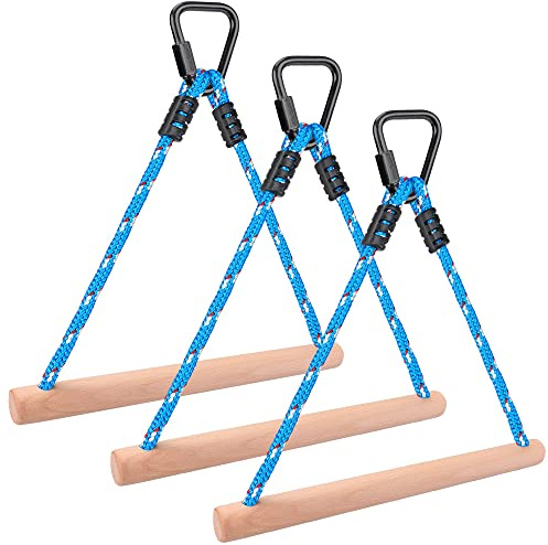 BeneLabel Trapez Schaukel 3 Kinder Klettergriffe Ninja Parcours Set/Schwarz