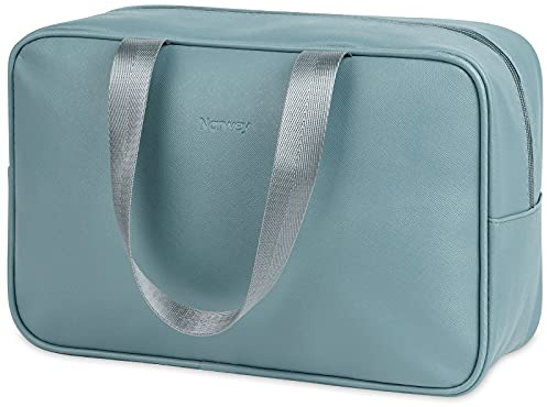 Narwey Kulturtasche Damen Gross, Kulturbeutel Groß Damen Kosmetiktasche Waschtasche Make up Tasche Organizer für Kinder and Frauen (Graublau)