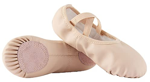 TETSUO Girls Ballet Shoes, Indoor Gymnastic Ballerina Dance Flats Slippers for Kids, Toddlers Dancing, Yoga, Fitness