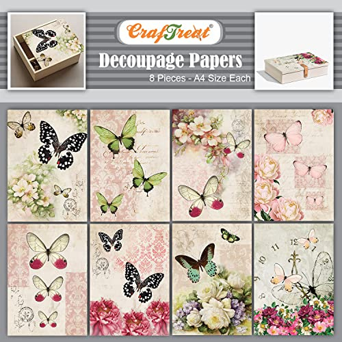 CrafTreat Decoupage papper – dekorativa blommor2 (8 st)