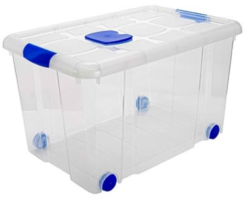 Cajas de almacenaje a elegir. Cajas de distintas capacidades y tamaños, con y sin ruedas o asa. Cajas de almacenaje resistente tanto pequeñas como grandes. (Con ruedas, 55 L)