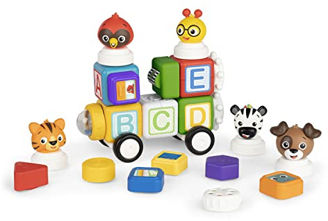 Baby Einstein Connectables 24 Piece STEAM Magnetic Blocks Learning Toys Letters Colors Animals for Baby 6 Months+ Toddler 1 2 3 4 5 Year Old