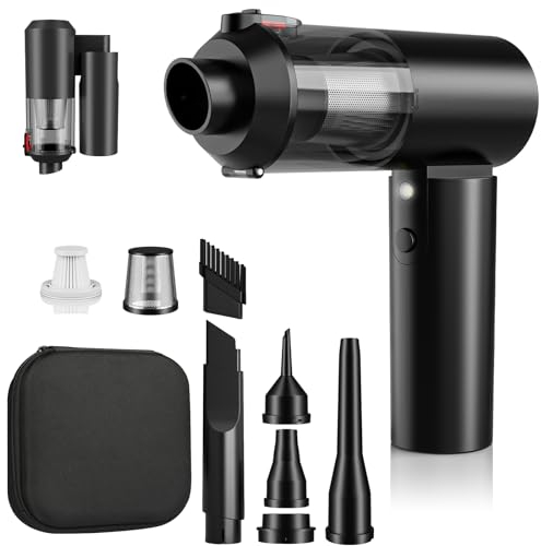 JUGVOLX Aspirador de Mano 10000 PA Mini Aspirador Coche Potente Portátil sin Cable Carga USB, Aire Comprimido Limpieza PC,Vacuum Cleaner de Coche Inalámbrico Potente