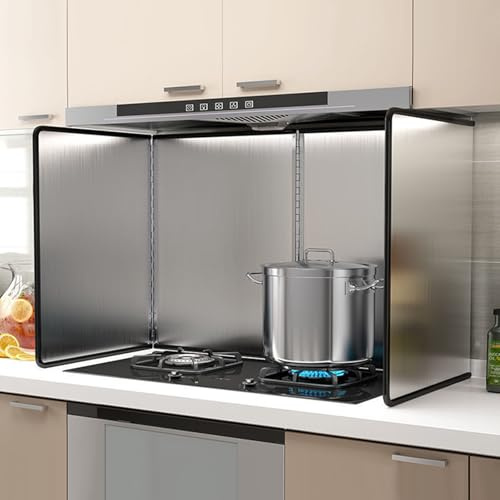 KorsiKato Spritzschutz, tragbarer Spritzschutz, Spritzschutz für hinter einem Herd, für Braten, Herd, Backsplash-Schutz, Küche (Größe: 45 x 80 x 60 cm)