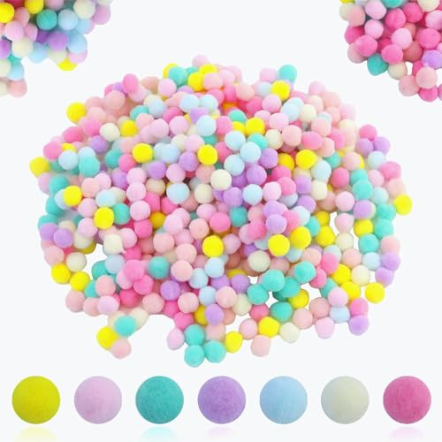 500 pompones de colores para manualidades de 10 mm, bolas de fieltro multicolor, pequeños pompones, juego de mini pompones multicolor, para niños y adultos, decoración, costura, bricolaje