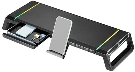 Elevador de Monitor RGB con hub USB 3.0, Mejora la ergonomía y Mantiene el Espacio ordenado, Ideal para Oficina y Gaming.