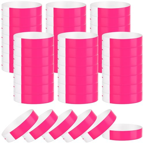BOUBONI Braccialetti di carta impermeabili, 300 pezzi per festival e feste (rosa neon)