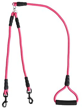 HOLIDYOYO Laisse pour Double Tête Durable Résistante pour Petits Moyens Rose