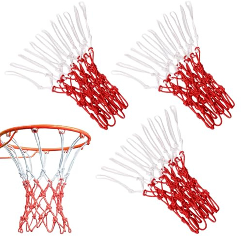 3 Pezzi Rete da Basket Rimovibile, Ricambio Professionale Portatile per Canestri Interni ed Esterni,canestro basket esterno,Rete per Canestro da Basket,Rica mbio Rete da Bas ket