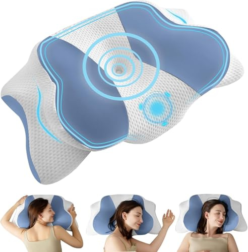 Uniency Orthopädisches Kissen mit Memory Foam Antischnarchkissen Nackenstützkissen Ergonomisches Kopfkissen Schlafkissen für Seitenschläfer, Rückenschläfer&Bauchschläfer(Blau)