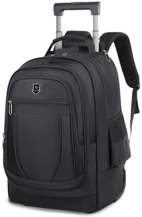 FANDARE 35L Trolley per 15.6 pollici PC portatili 2-in-1 Zaino Borsa per Insegnante con Ruote Uomo Borse e Messenger Rolling Rucksack Zainetto Zaini da ufficio giorno Bagaglio Mano Viaggio Nero