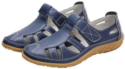 Générique Sandales Bout Fermé Femme Cuir - Sandale Femme Ete Chic Et Confortable Chaussures Décontractées Nu Pieds De Marche Sandalette Ajourée Nu Pieds Respirant Chaussure Antidérapante Sandalettes