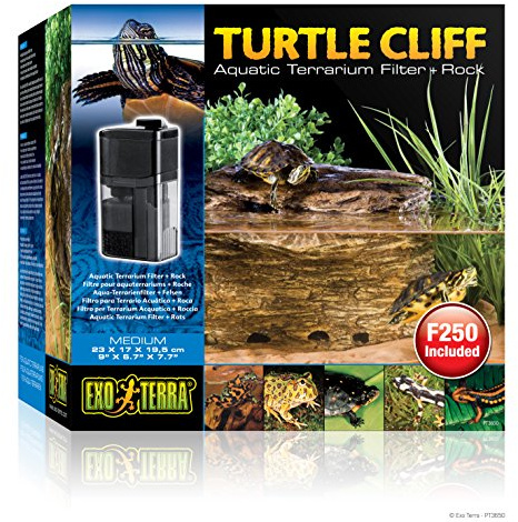 Exo Terra Turtle Cliff, Aqua-Terrarien Filter und Felsen in einem, idealer Wärme- oder Landbereich für Tiere, die nicht nur im Wasser leben, mittel