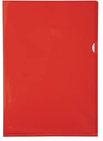Exacompta 660575E 10er Pack PVC-Kunststoff Aktenhüllen. Für DIN A4 transparent glasklar rot oben und seitlich offen Plastikhülle Klarsichthülle für Büro und die mobile Organisation