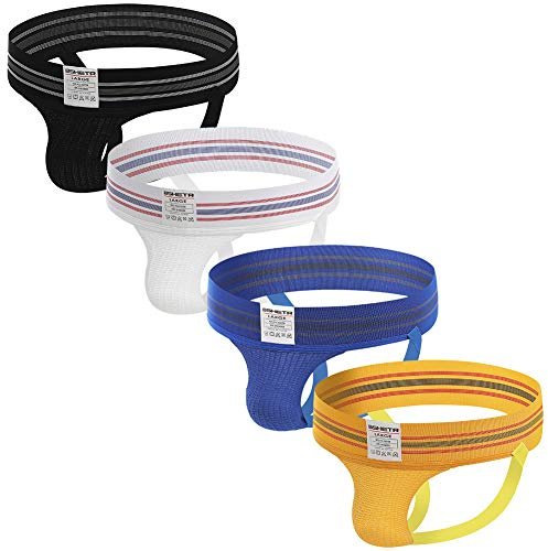 BSHETR Men's Athletic Supporters Jockstrap Active Underwear (4-Pack(multipack), L:32-34,81cm-86cm)