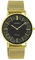 Oozoo Flache Vintage Damenuhr mit Milanaise-Metallarmband aus Edelstahl mit Pailletten im Zifferblatt, 40 mm, c20137 Gold schwarz Gold, groß, Armband