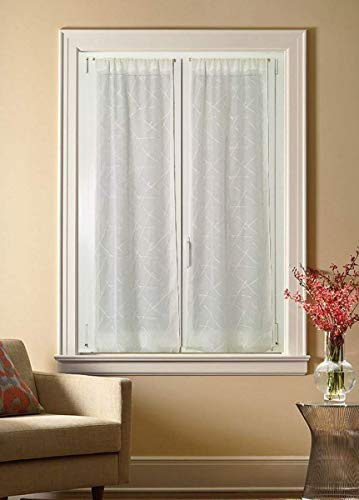 Paire de Vitrage brodés pour fenêtre et Porte voilages Largeur 45/65/90 cm prêt-à -Poser-Paire Droite Passe Tringle-Blanc,sur Demande Longueur personnalisée Art. Emma (B - 2 * 65x150 cm)