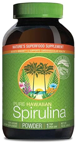 Nutrex Hawaii, Pure Hawaiian Spirulina, 454g Polvo Vegano, Probado en Laboratorio, Sin Gluten, Sin Soja, Vegetariano