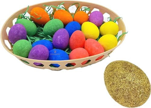 Tilz Easter Egg Hunt Kit - 16 x Assorted Colours Easter Eggs Golden Egg Hunt Set For Easter Basket Easter Gifts For Kids And Kids Easter Activities - Easter Treasure Hunt Game Egg Hunt Basket