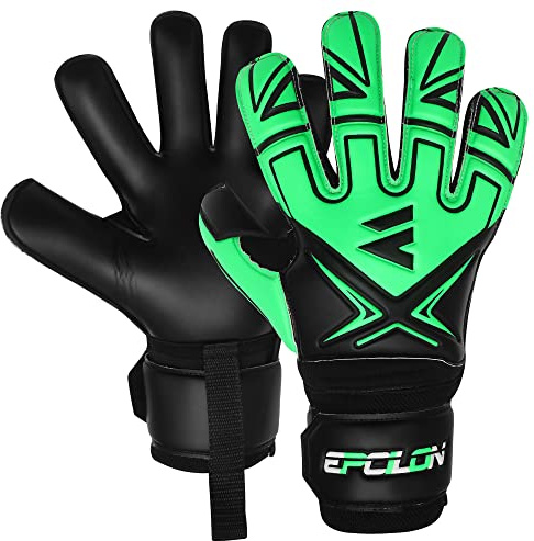 EPCILON Torwarthandschuhe Fußballhandschuhe Jungen Mädchen Junior Erwachsene Fußballtraining Torwarthandschuhe mit rutschfestem & Primium Grip Fingersave (Green, 4)