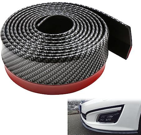 WeFoonLo Universal Auto Frontstoßstange Spoiler Gummi Aufkleber Lip Splitter Körper Rock Protector, 2.5M / 8.2ft (Kohlefaser)