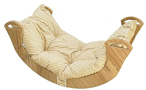 Skyline Balancelles Bascule Enfant Montessori Bebe 1 an Escalade Arche en Bois Mur descalade meble Arc à Grimper Bascule d'équilibre Portique d'escalade Bureau et Chaise M Beige