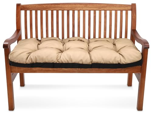 Amazinggirl Bankauflage Sitzkissen Outdoor Hollywoodschaukel Kissen 120 x 40 cm - Sitzpolster Bank Polster für Sitzbank Gartenbank und Paletten Bankkissen Indoor und Outdoorkissen Beige