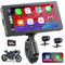 HOTPEAK Motorcycle Carplay&Android Auto Carplay Screen with Dashcam Front Rear 2K+1080P,5.5-Inch IP67 Waterproof Car Stereo for Motorbike,Wireless Car Radio with Bluetooth,Navigation/Voice Assistant