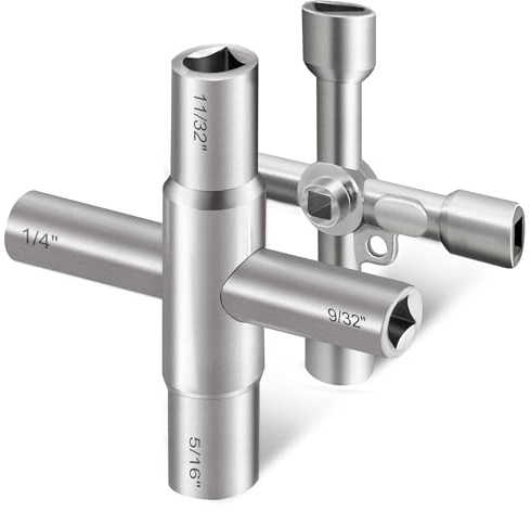 Viganoc 2Pc. 4 Way Sillcock Key Set, Utilities Key, Multi-Functional Water Key, Fits Most Sillcock, Stopcock, Water Spigots, Wall-Hydrant, Control Cabinet and Valves