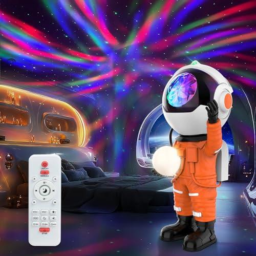 Anysun Proiettore Stelle Soffitto di Astronauta, Luce Notturna con Telecomando e Timer, Proiettore Galassia Soffitto Aurora per Camera da Letto, Cameretta dei Bambini, Decorazioni per la Stanza, Feste