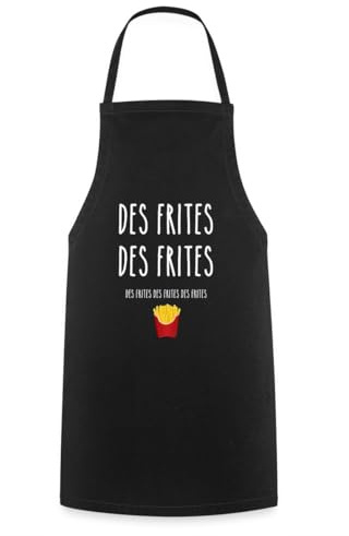 Spreadshirt Cadeau Pour Fan des Frites Ou Fast Food - Humour Patate Fries Tablier Cuisine, taille unique, noir