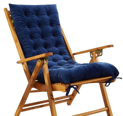 ASIAD Hochlehner Auflage,Sitzkissen Gartenstuhlauflage, Indoor Outdoor Stuhlauflagen Hochlehner-Auflage Sitzauflage,Blau,48 * 120cm