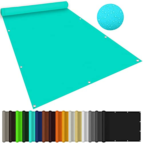 Tenda parasole rettangolare, 4,5 x 6 m, resistente all'acqua, 100% ombra, protezione UV al 98%, per cortile e prato, colore azzurro cielo