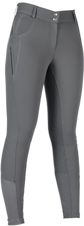HKM Damen Ari Mid Rise Silikon-Vollbesatz Reithose, Grau, 42