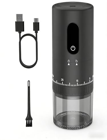 Erste Aufladbare Kaffeemühle mit Mahlfunktion während des Ladevorgangs, 1,7X Schnellere Mahlleistung mit 38 Externen Einstellmöglichkeiten, Keramikmahlwerk & 2000mAh Akku, Tragbar für Reisen, Camping