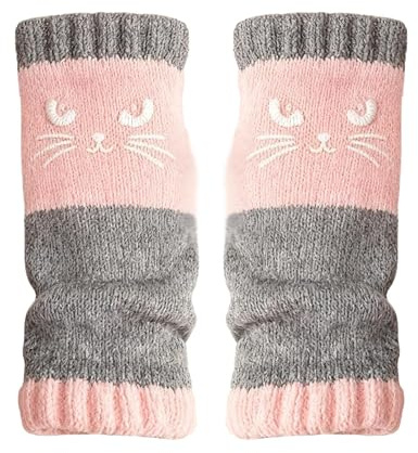 Guantes de punto sin dedos de invierno | Suministros de calentamiento de bordado de gato, guantes para clima frío | para amantes de los gatos, mujeres, niñas, damas, madres, viajes diarios