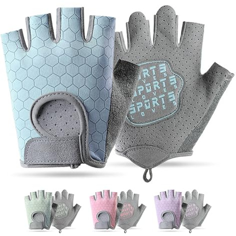 FYting Guantes Bici Niño,Guantes Niño,Guantes Sin Dedos Seda de Hielo,Palms Protección Antideslizantes Cómodos y Transpirables para Bicicletas, Scooters, Clases de Educación Física(Azul M)