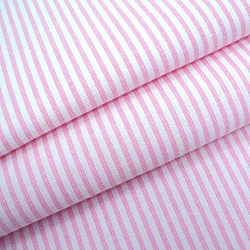 45 wide Candy Mini Stripe Polycotton Dress Fabric Pale Pink/White - per metre