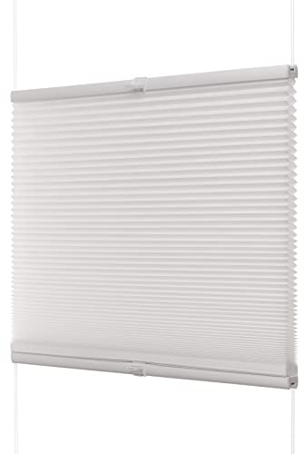 Ventanara® Fenster Plissee ohne Bohren zum Kleben Plisseerollo Wabenplissee Faltrollo verspannt inklusive Premium Klebeträgern (85 x 130 cm, weiß Wabe tageslicht)