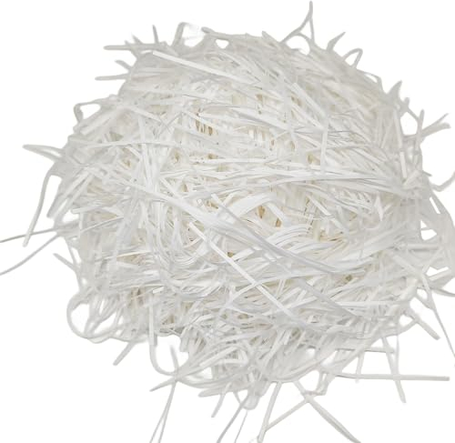 200g Raffiabast, Füllmaterial Geschenk, Füllmaterial Für Pakete,Geschreddertes Papier Für Geschenkbox,Festival Geschenk Dekoration Verpackung -Weiß