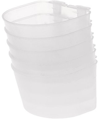 QINZTON 5 contenitori per mangimi per uccelli con gancio, in plastica traslucida e ciotole per acqua, per pappagalli, canarini, semi per mangiatoi, 9 kg, senza rifiuti