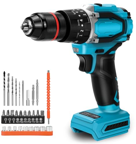 Akku Schlagbohrschrauber kompatibel für Makita Akku 18V, Akku Bohrmaschine & Akkuschrauber 9600 U/min 60 Nm Drehmoment 2-Gang-Bohrer bürstenloser Motor zum Schlagen,Bohren,Schrauben (13mm Bohrfutter)