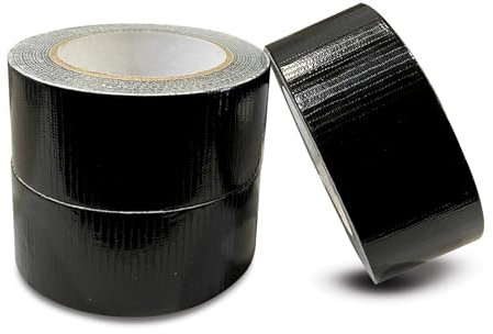 JeeJaan® 3 Rolls of Black Duct Tape 50mm x 50m Waterproof Gaffer Tape for Plumbing Electrical and Outdoor Use Strong Adhesive Weather-Resistant Perfect for Sealing and Fixing Tasks