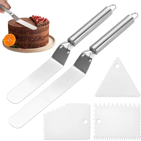 Alethron Tortenmesser, 5 Stück Winkelpalette 6 inch/8 inch Edelstahl Tortenspachtel Set Winkelpalette Torte mit Icing Spatula Palettenmesser Kuchenspachtel Streichpalette für Torten Dekorieren Kuchen
