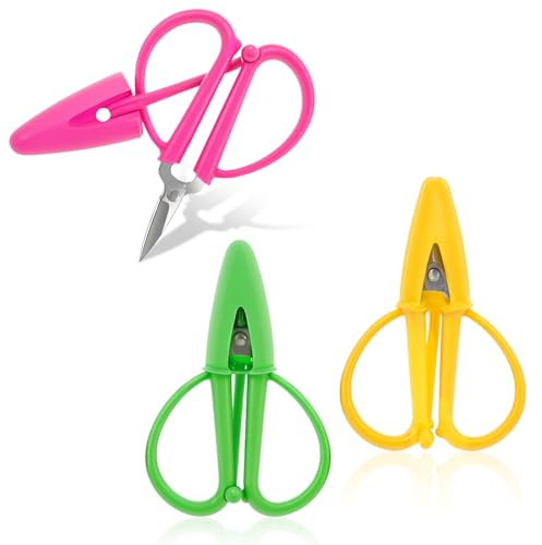 3 Pack Craft Scissors - All Purpose Mini Scissors with Protective Cover for Embroidery, Sewing, Knitting, Crafting & Cross Stitch