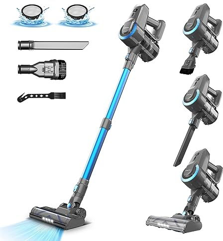 Akku Staubsauger, 20000pa Saugleistung Ultraleichter Staubsauger Kabellos, Vacuum Cleaner Handstaubsauger, 40 Min Laufzeit, kabelloser Staubsauger Stielstaubsauger für Tierhaare,Teppich und Hartböden
