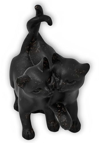 damaloo Figura decorativa de gato resistente a la intemperie – Figura de gato de poliresina negra – Decoración de gato para jardín, balcón, lápida, terraza, alféizar de ventana – Figura decorativa