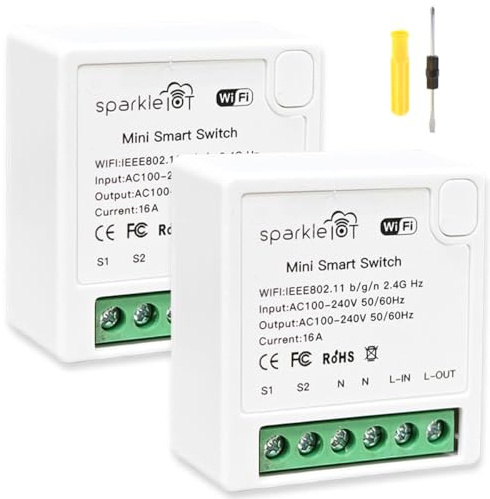 Acmerota Zigbee Smart Schalter 16A Zigbee 3.0 Lictschalter 2 Kanal Smart Lichtschalter Switch Module Funktioniert mit Alexa & Google Home,Zigbee Hub Erforderlich, Neutralleitung Erforderlich, 2 Stk