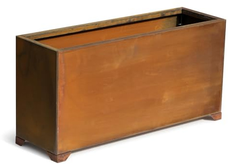 onlyfire Fioriera Rettangolare in Acciaio Corten, Fioriere a Cassetta, Vaso da Esterno Grande con Ruggine Naturale e Fori di Drenaggio per Giardino e Terrazzo